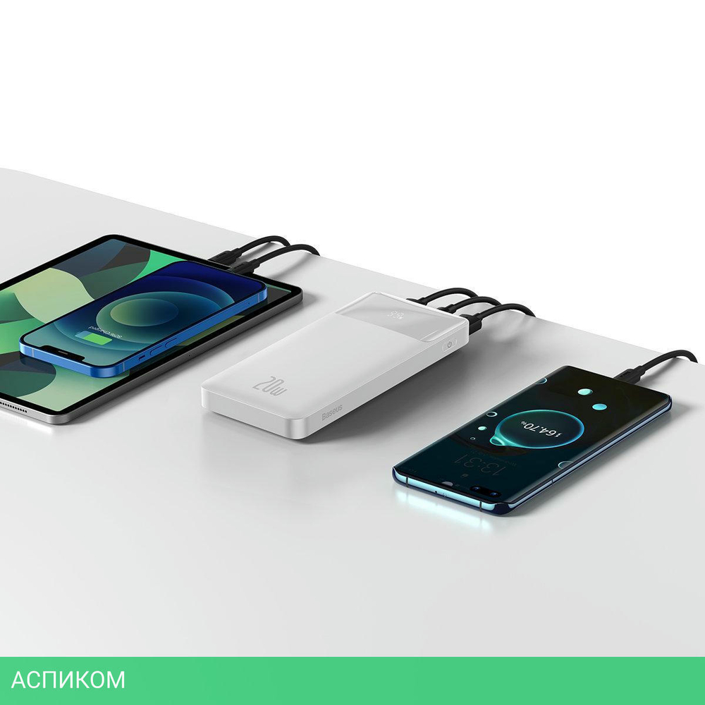 Портативное зарядное устройство Baseus Bipow Digital Display Overseas Edition White (PPBD050502)