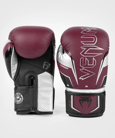 Перчатки боксерские Venum Elite Evo Burgundy/Silver