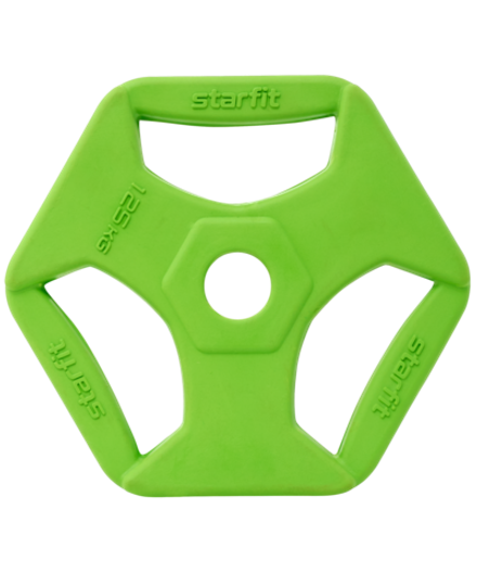 Диск обрезиненный с хватами BB-205 d=26 мм, без стальной втулки, зеленый, 1,25 кг