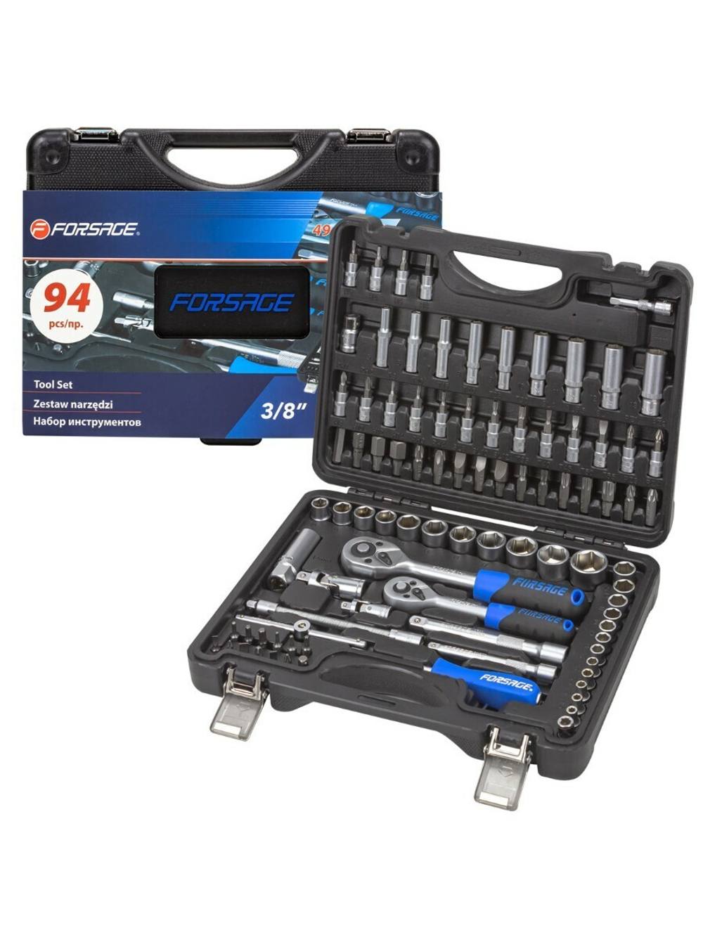 Набор инструментов 94 пр. 1/4''3/8''(6гр)(4-22мм) Forsage F-4941-5DS-м