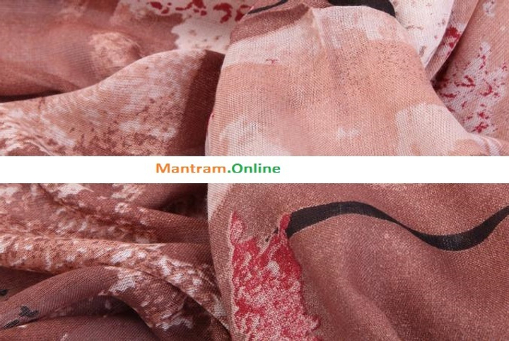 Палантин материал Вискозное волокно (Modal) Осенний лес цвет коричневый бежевый красный черный размер 165х105 см.