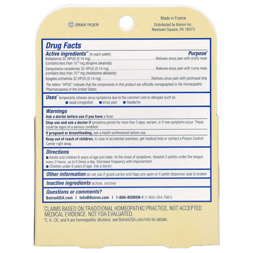 Boiron, SinusCalm®, Sinus Relief, 2 пробирки, 80 гранул в каждой
