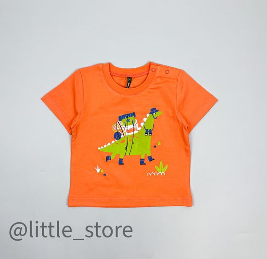 Футболка хлопковая "Динозавры" тропический оранжевый