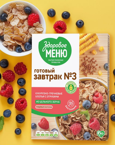 Здоровое меню Хлопья кукурузно-гречневые с отрубями №3 без сахара 200 гр