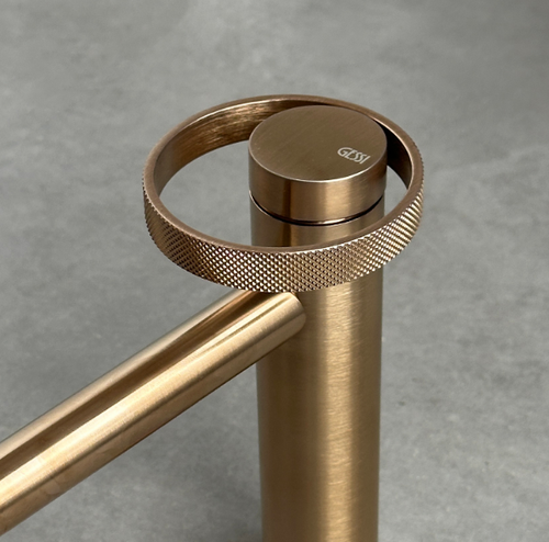 Смеситель для раковины Gessi Anello, высокий, короткий излив, цвет Warm Bronze Brushed PVD