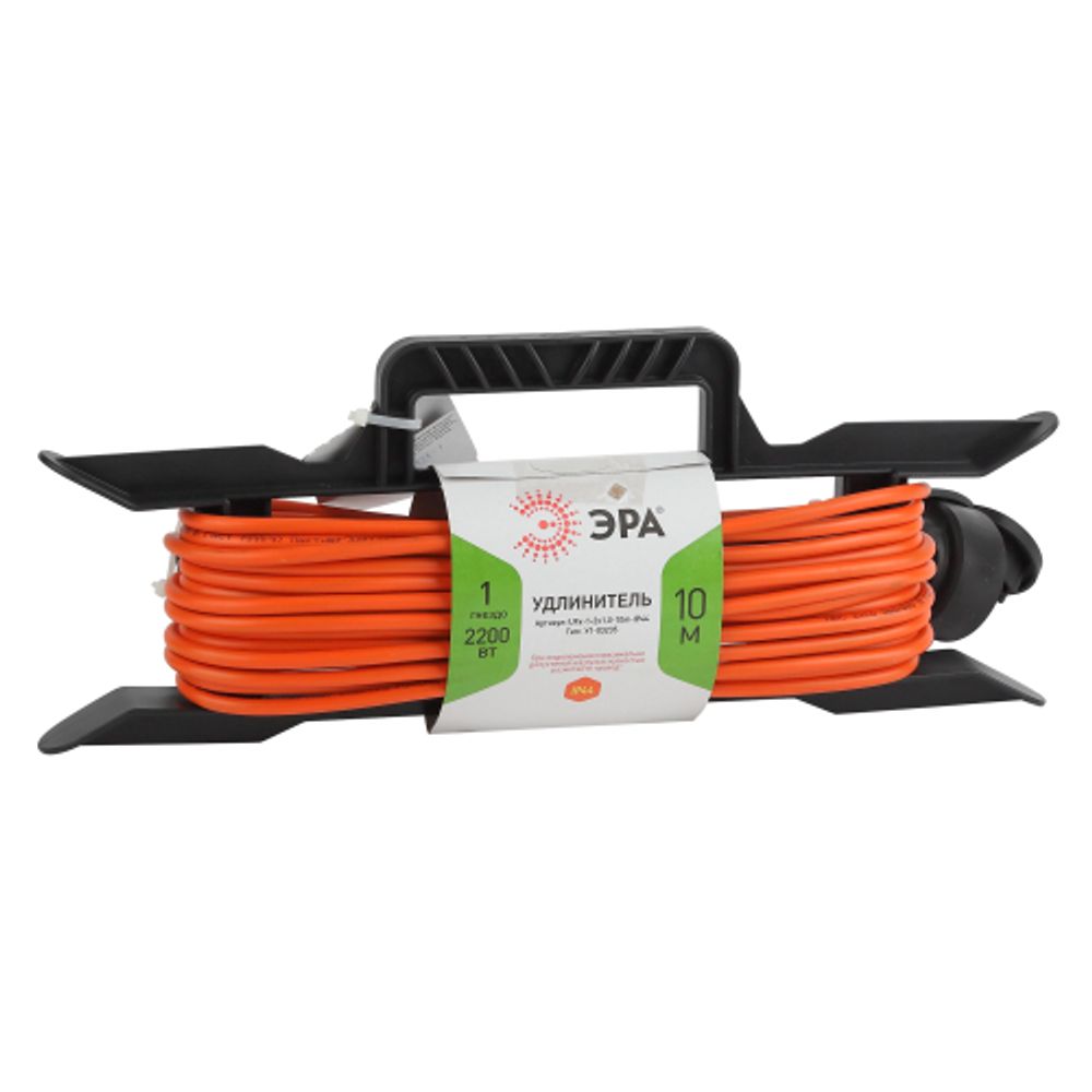 Удлинитель силовой ЭРА UFx-1-2x1.0-10m на рамке без заземления 1 розетка 10м ПВС 2х1мм2 | Силовые удлинители