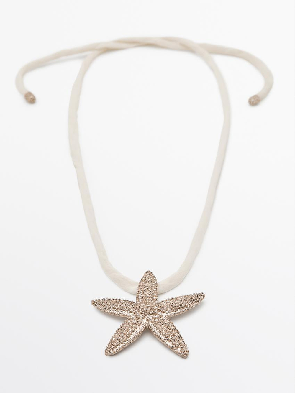 Massimo Dutti Шелковое ожерелье-шнурок с деталью «Звезда», серебряный