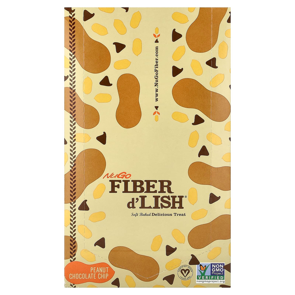 NuGo Nutrition, Fiber d'Lish®, арахис и шоколадная крошка, 16 батончиков по 45 г (1,6 унции)