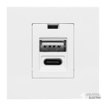 Розетка USB A+C, 2,1А, 2 гнезда, без индикатора, белая EKF