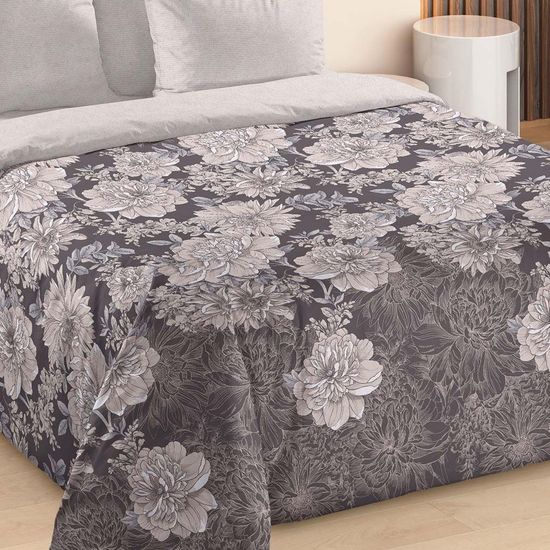 Двуспальный с европростыней комплект постельного белья Пленительная грация сатин