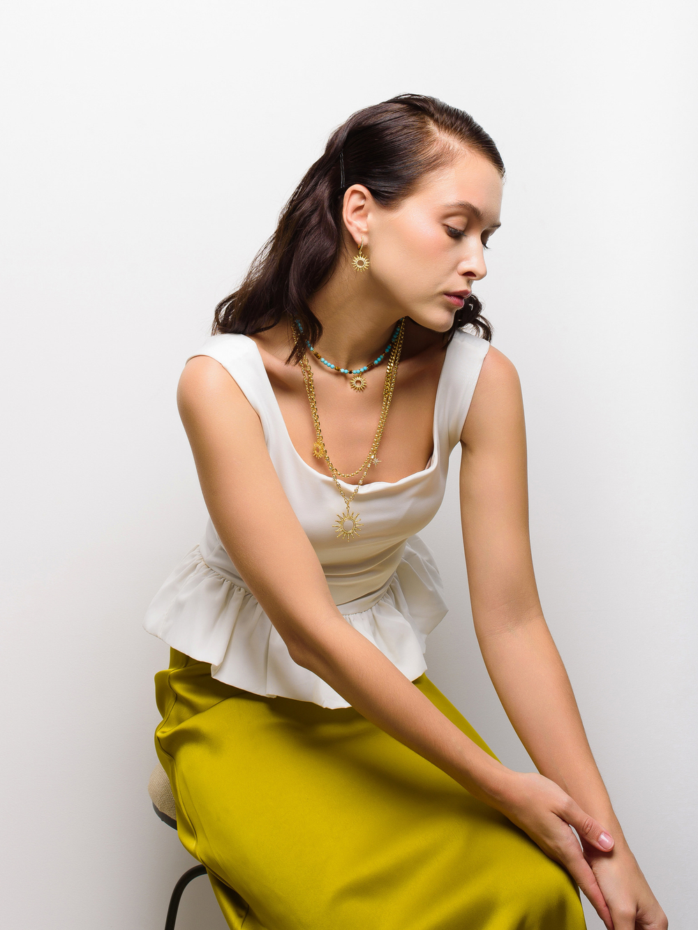 Колье "Sun mix chains" Gold