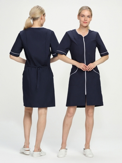 Халат женский Стелла (тк.ТиСи), т.синий/белый