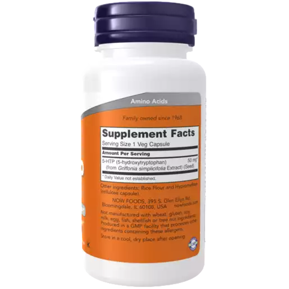 Now Foods 5-HTP 50 mg 90 veg capsules, 5-Гидрокситриптофан