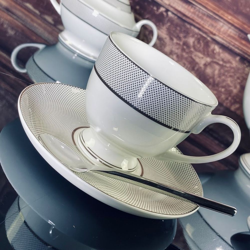 Lenardi 145-520 Чайный набор 12пр. СЕРЕБРЯНАЯ СИМФОНИЯ в под.уп.(х10)Костяной фарфор