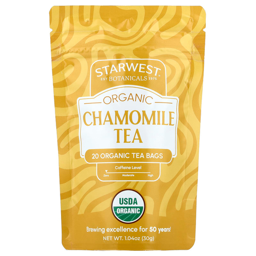 Starwest Botanicals, Органический ромашковый чай, без кофеина, 20 органических чайных пакетиков, 30 г (1,4 унции)