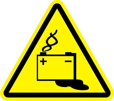 Знак "Осторожно, аккумуляторные батареи"