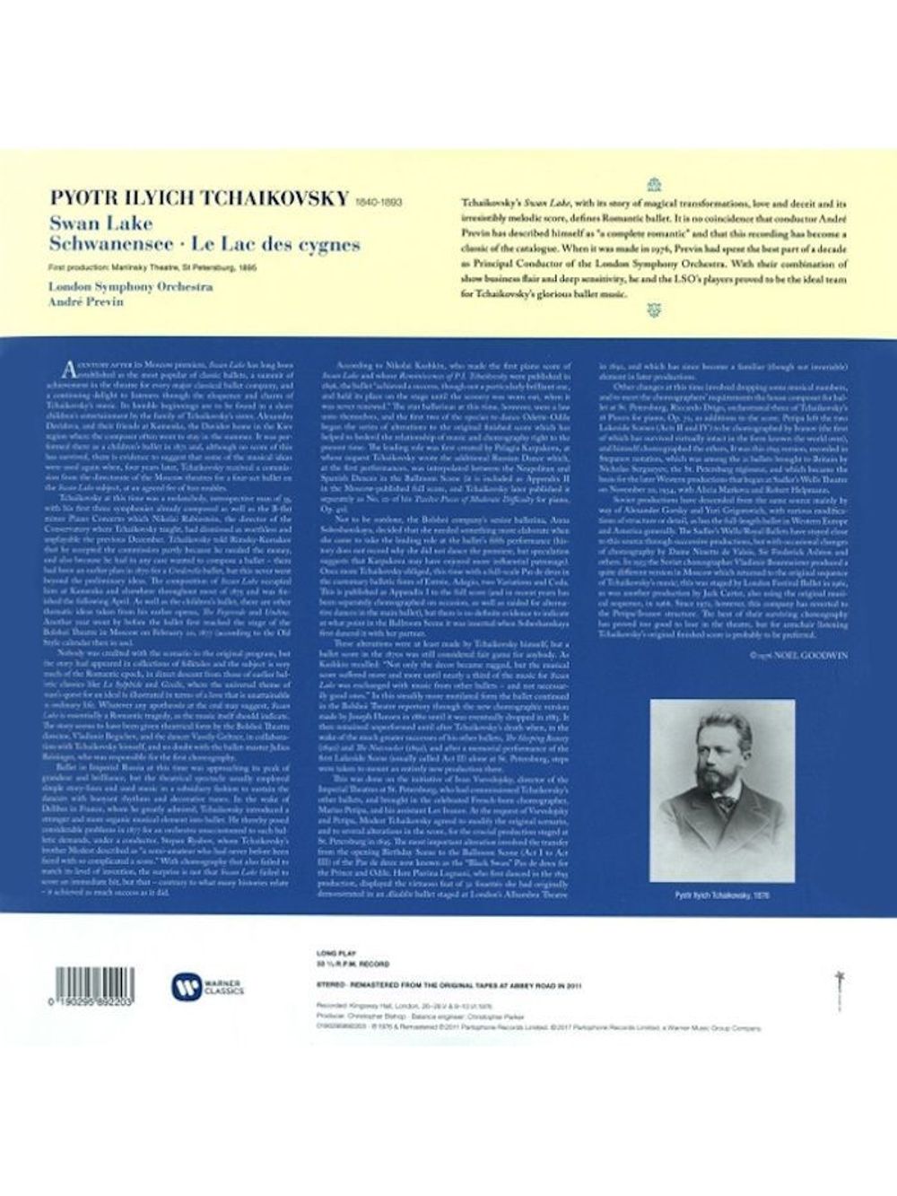Andre Previn, The London Symphony Orchestra - Tchaikovsky: Swan Lake (Complete Ballet) (0190295892203) Новая запечатанная виниловая пластинка. Чайковский. Лебединое озеро