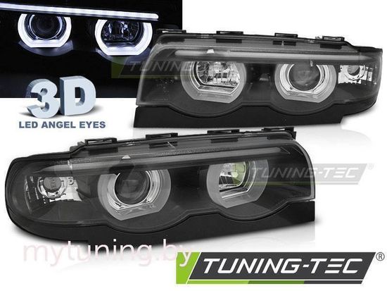 Передние фары 3D Angel Eyes для BMW 7 E38 (94-01) черные