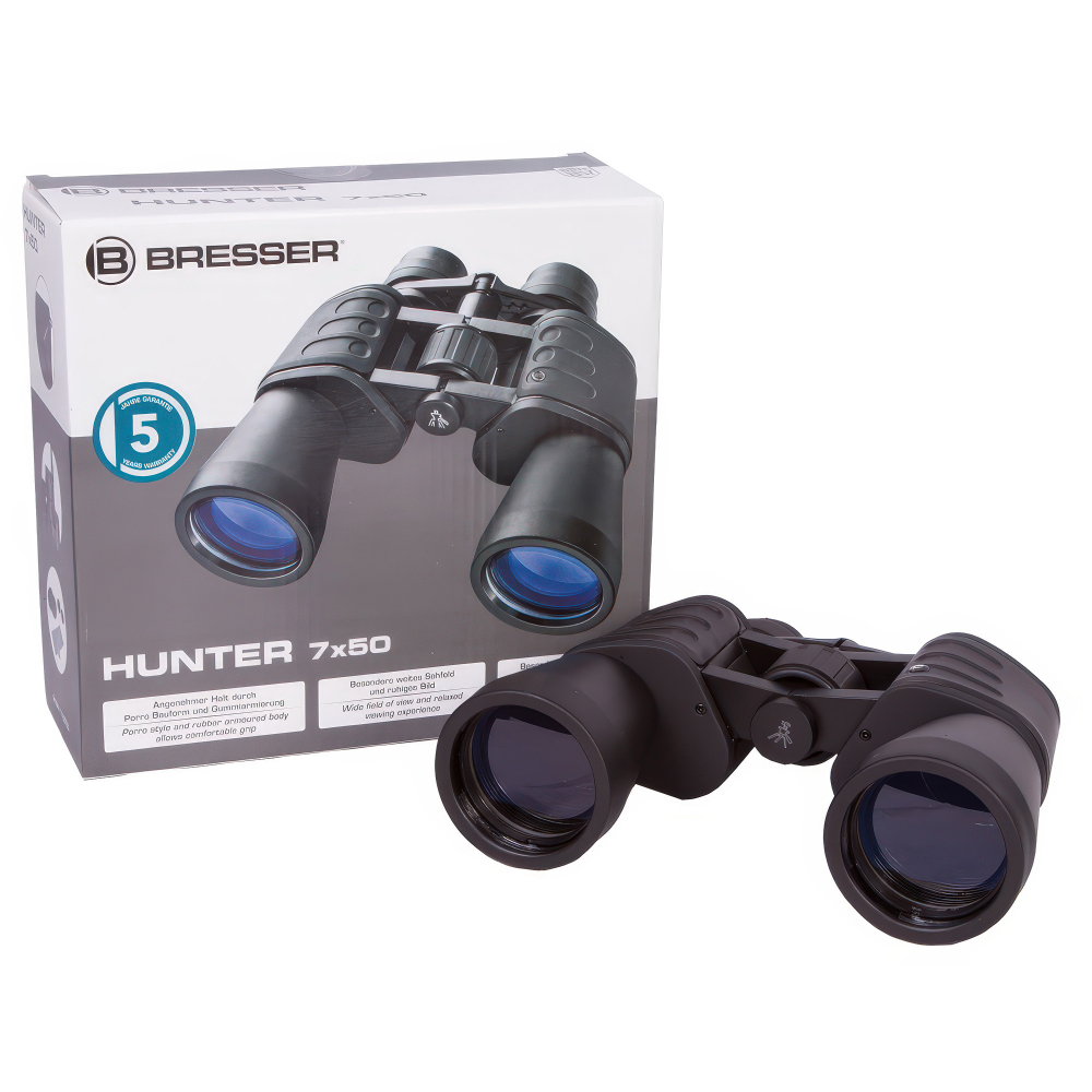 Бинокль Bresser Hunter 7x50 - Обрезиненное покрытие корпуса