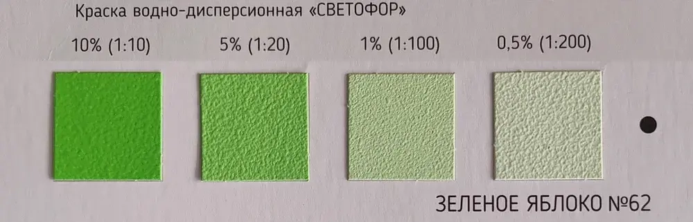 Колер для краски №62 ЗЕЛЕНОЕ ЯБЛОКО (0,1 л) СВЕТОФОР, колеровочная паста универсальная