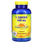 Nature's Life, L-лизин, 500 мг, 250 растительных капсул