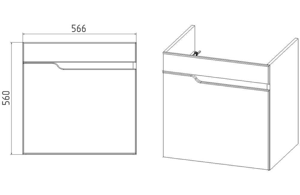Тумба VIANT "Куба" COMO 60 1 ств подвесная 430x560x560 (VKUB60CO-T1STP)