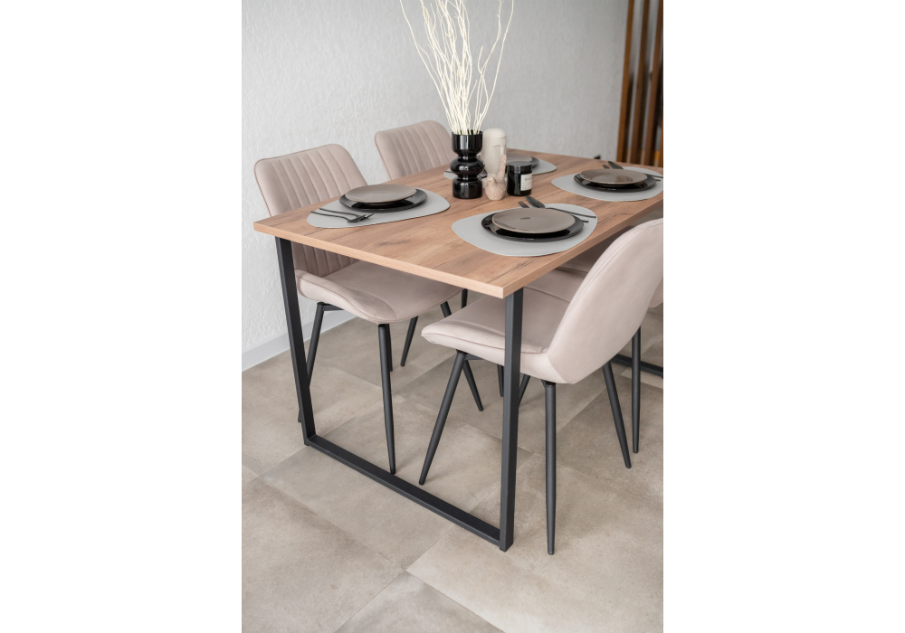 Стол деревянный Woodville Лиман 117 х 77 дуб крафт табачный, черный матовый, ножки черные