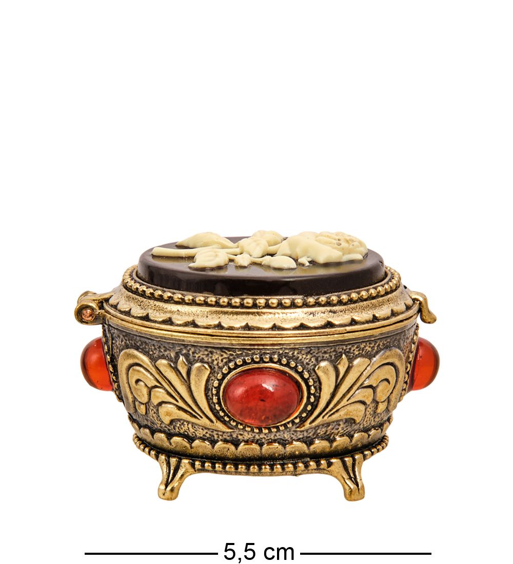 AM-3266 Шкатулка «Винтаж Роза» (латунь, янтарь)