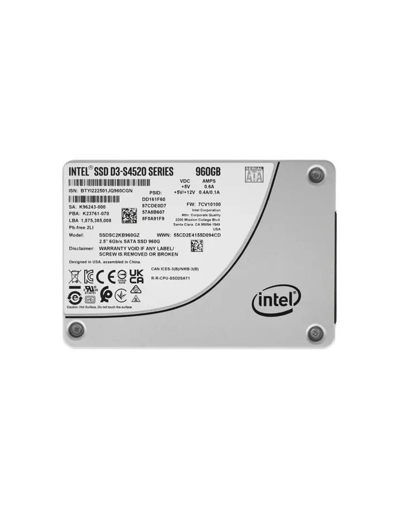 Intel SSD D3-S4520 Series, 960GB, 2.5&quot; 7mm, SATA3, TLC, SSDSC2KB960GZ01