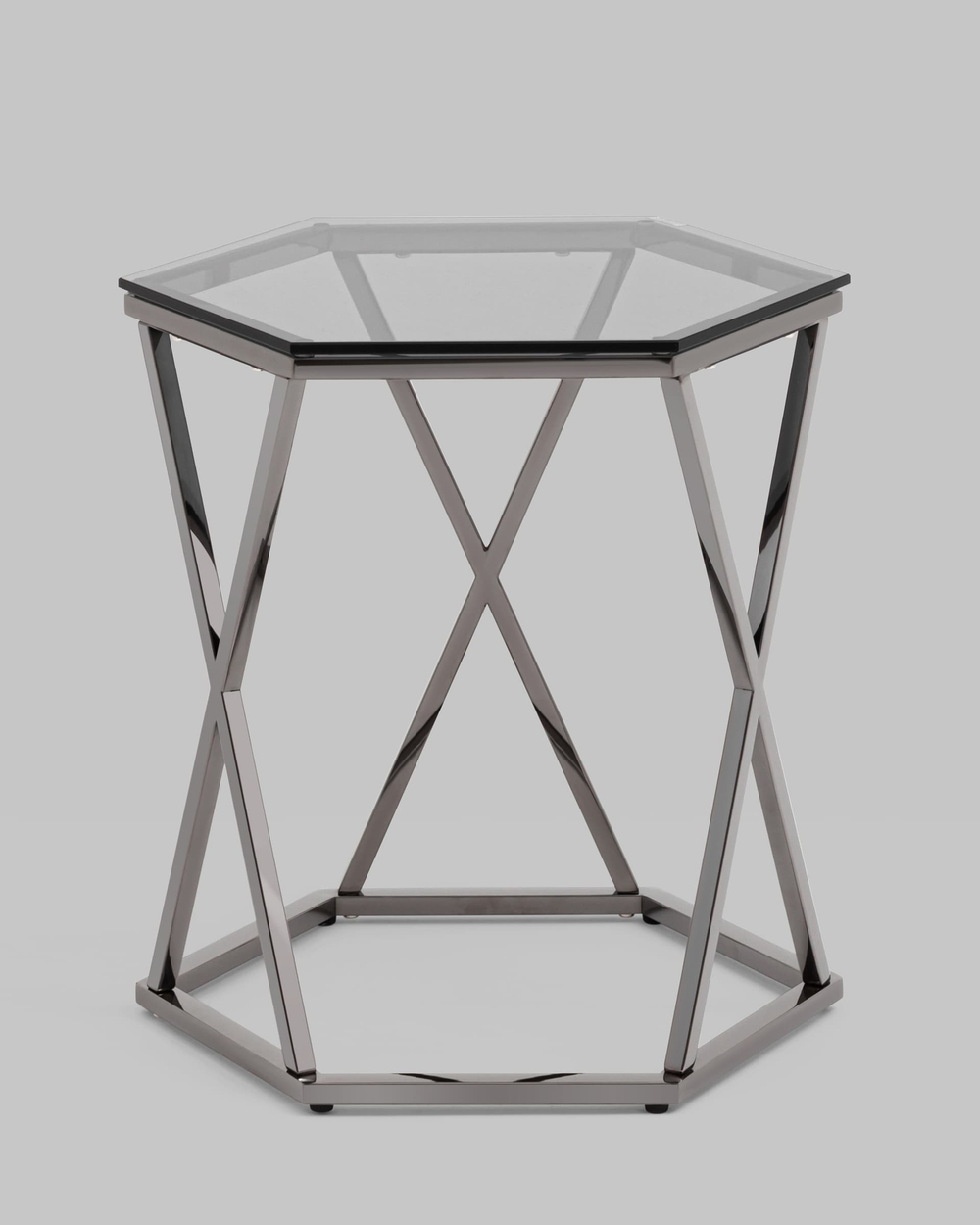 Журнальный столик Круз 48*42 стекло smoke сталь темный хром