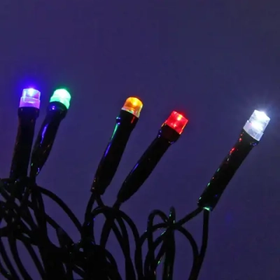 Гирлянда для улицы «Мерцание» 20м 240 ламп LED чёрный провод,1 реж.,IP-54, Мультицвет, белый мерцает (возможность соединения)