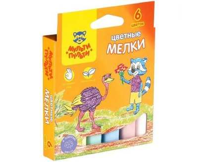 30 шт. Мелки цветные Мульти-Пульти "Енот в Австралии", 6цв., картонная коробка, европодвес