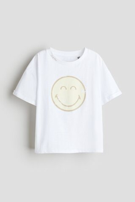 H&M Футболка оверсайз с принтом, белый