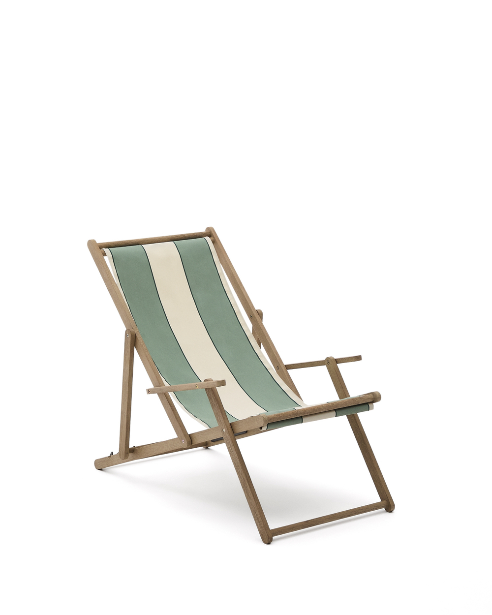Vilara Складной шезлонг для улицы в полоску зеленого и бежевого цвета