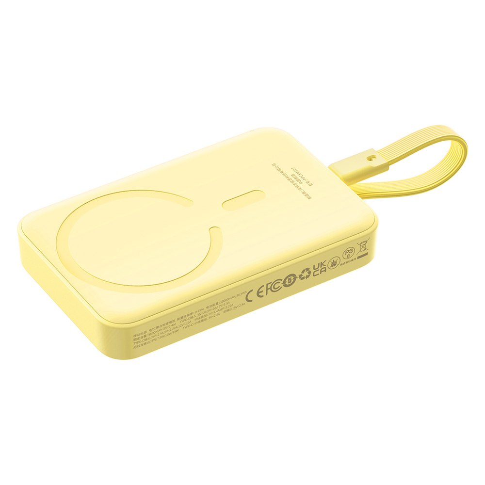 Внешний аккумулятор + Беспроводная зарядка Baseus Magnetic Mini Type-C Edition 2C+Qi 10000mAh 30W (MagSafe) - Lemon Yellow