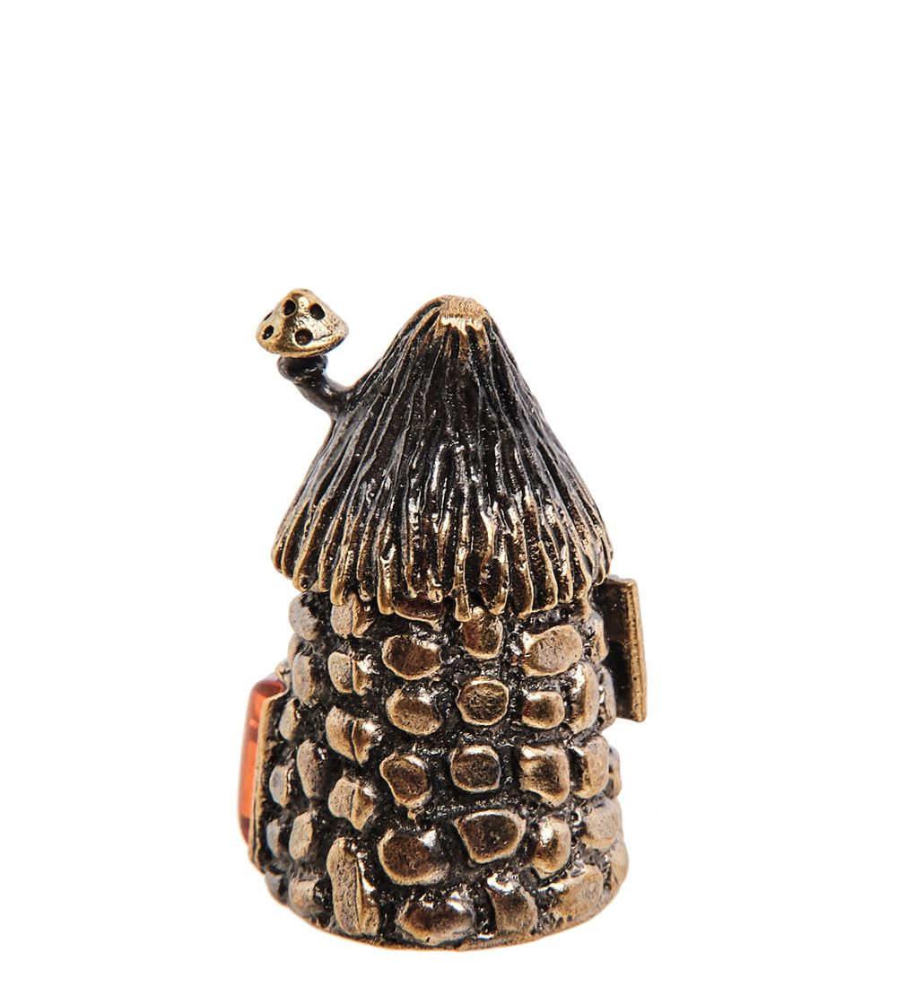 AM-2993 Наперсток «Домик лесника» (латунь, янтарь)