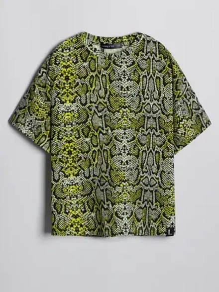 Футболка для девочки оверсайз, принт питон