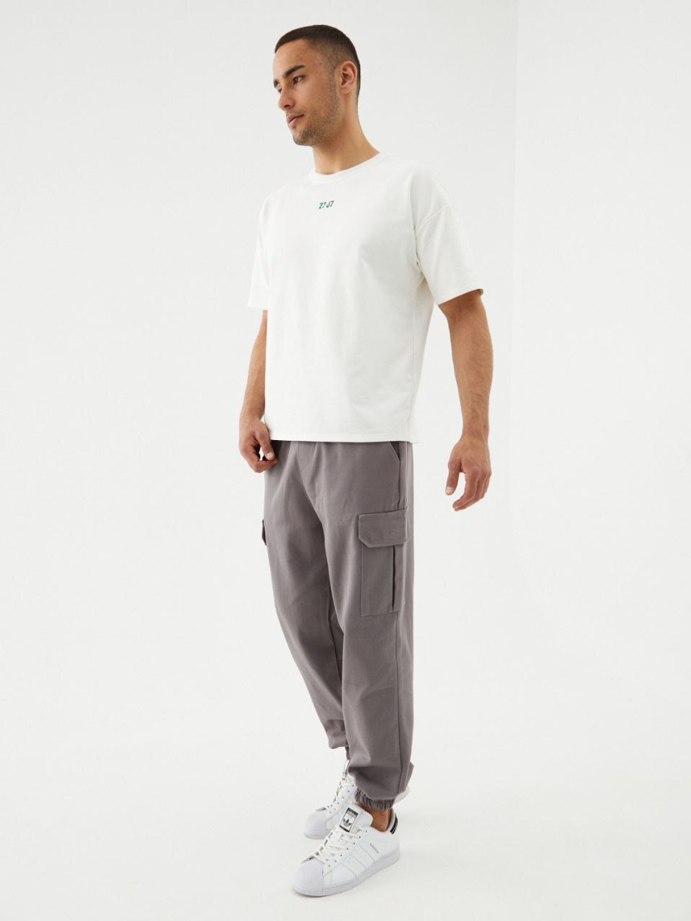 Джоггеры карго хлопковые. Серые