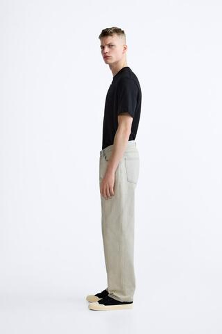 ZARA ДЖИНСЫ STRAIGHT-LEG, КАМЕННО-СЕРЫЙ