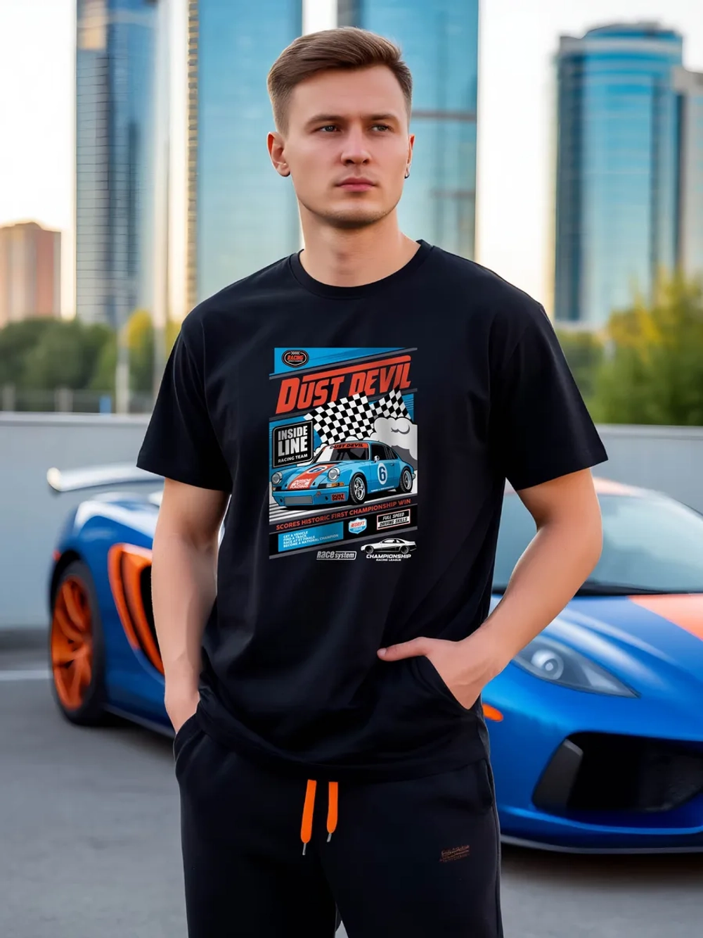 Футболка мужская y2k с принтом машиной