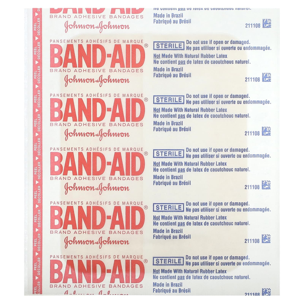 Band Aid, лейкопластыри, Water Block Flex, большой лейкопластырь, 6 шт.