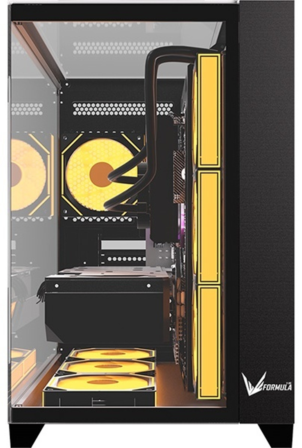 КОМПЬЮТЕРНЫЙ КОРПУС FORMULA V CRYSTAL Z9 FLOE BLACK, ATX/MICRO ATX, USB TYPE C/2*3.0, HD-AUDIO, КУЛЕР 7*120ММ FLOE ARPW, ВЫСОТА ПРОЦЕССОРНОГО КУЛЕРА