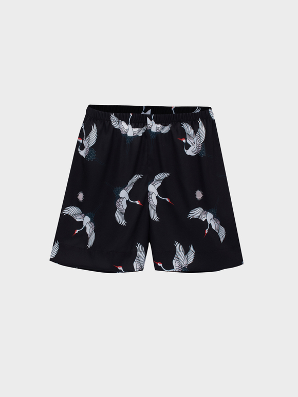 Шелковые шорты с журавлями