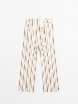 Massimo Dutti Брюки-клеш в полоску, натуральный