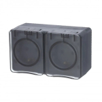 ATLASDESIGN PROFI IP54 О/У РОЗЕТКА двойная с заземлением со шторками, 16А, АНТРАЦИТ