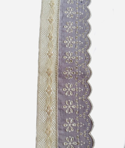 Кружево хлопковое Ришелье с ажурной сетчатой кромкой ш-8см Италия