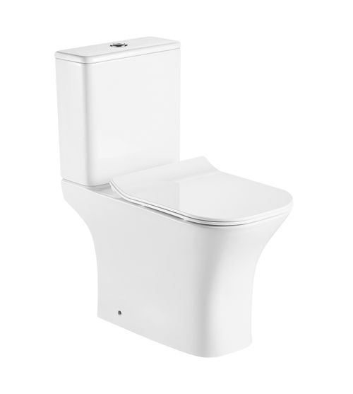 Унитаз-компакт безободковый Azario Fretta Square AZ-1215A с крышкой-сиденьем микролифт, белый