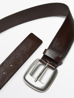 Massimo Dutti Кожаный ремень с пряжкой, коричневый