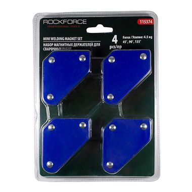Набор магнитных держателей для сварочных работ 4пр.(4,5 кг.45гр.90гр.135гр.) в блистере RockForce##Rock FORCE RF-115374