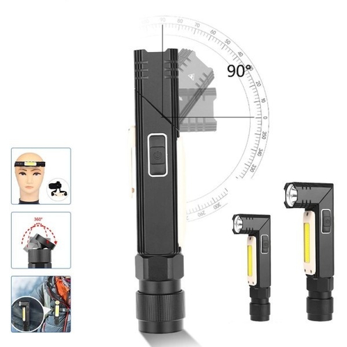 Фонарь налобный+ручной мультифункциональный, 5 режимов, аккумулятор, металл, магнит (KPR)